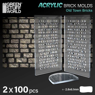 ACRYLIC MOLDS - OLD TOWN BRICKS ( 2 PCS PACK - 100 PCS ) - GREEN STUFF 12561